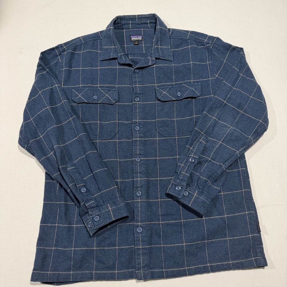 Patagonia Fjord Flannel Shirt Mens Large Heavyweight Organic Cotton Windowpane